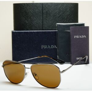 Prada Sunglasses Glass Lens Polarized Gunmetal Brown Spr 63x Pr63xs 5av-01d 61mm Prada Sunglasses Glass Lens Polarized Gunmetal Brown Spr 63x Pr63xs 5av-01d 61mm