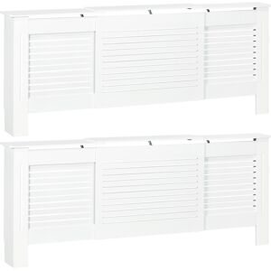 Homcom Extendable Radiator Cover W/ Slatted Design Mdf, Set Of 2, White Homcom Extendable Radiator Cover W/ Slatted Design Mdf, Set Of 2, White