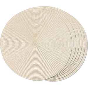 Set Of 6 Round Braided Placemats For Dining Table Washable Non-Slip 38cm Beige I Set Of 6 Round Braided Placemats For Dining Table Washable Non-Slip 38cm Beige I