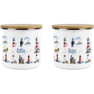 Purely Home Lighthouses Coffee & Sugar Canister Set - Coastal Kitchen Storage Jars Gift Purely Home Lighthouses Coffee & Sugar Canister Set - Coastal Kitchen Storage Jars Gift
