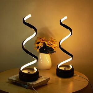 Set Of 2 Modern Spiral Led Table Lamps,Elinkume Warm White Bedroom Bedside Room Set Of 2 Modern Spiral Led Table Lamps,Elinkume Warm White Bedroom Bedside Room