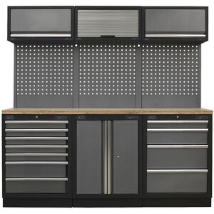 Thatcable Garage Storage System Unit - 2040 X 485 X 2000mm - 36mm Pressed Wood Worktop Thatcable Garage Storage System Unit - 2040 X 485 X 2000mm - 36mm Pressed Wood Worktop