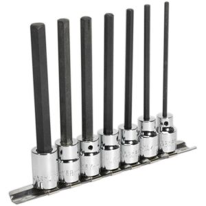 Thatcable 7pc Hex Socket Bit Set 3/8" Square Drive 3mm To 10mm - 110mm Long Shaft S2 Steel Thatcable 7pc Hex Socket Bit Set 3/8" Square Drive 3mm To 10mm - 110mm Long Shaft S2 Steel