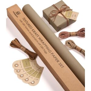 Vitalizart Kraft Wrapping Paper Roll 76 Cm X 5 M With Twine Ribbons & Gift Tags Vitalizart Kraft Wrapping Paper Roll 76 Cm X 5 M With Twine Ribbons & Gift Tags