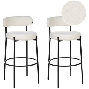 Beliani Set Of 2 Bar Stools Allison Boucle White Beliani Set Of 2 Bar Stools Allison Boucle White