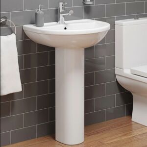 Ceramica Full Pedestal 550mm 1 Tap Hole Bathroom Basin White Ceramic 840x550 Mm Ceramica Full Pedestal 550mm 1 Tap Hole Bathroom Basin White Ceramic 840x550 Mm