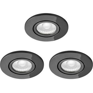 Litecraft Recess Downlight Fire Rated Tiltable Spotlight In Black Chrome - 3 Pck Litecraft Recess Downlight Fire Rated Tiltable Spotlight In Black Chrome - 3 Pck