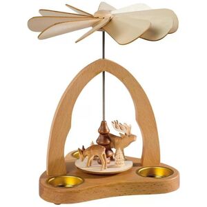 Saico Gmbh Seiffen Tea Light Pyramid With Carved Wild Animals And Natural Decoration 18x23x18cm New Saico Gmbh Seiffen Tea Light Pyramid With Carved Wild Animals And Natural Decoration 18x23x18cm New