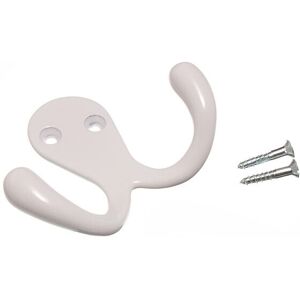 New 10 X Twin Robe Hat Or Coat Hook Hangers White Painted Metal - Onestopdiy - H New 10 X Twin Robe Hat Or Coat Hook Hangers White Painted Metal - Onestopdiy - H