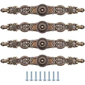 Set Of 4 Antique Brass Style Cabinet Handles, Hole Distance 160mm, Vintage Style Set Of 4 Antique Brass Style Cabinet Handles, Hole Distance 160mm, Vintage Style