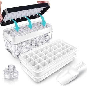 Quelien Ice Trays For Freezer With Lid & Bin, Ice Cube Tray Making 64 Pcs Ice Cubes, Ea Quelien Ice Trays For Freezer With Lid & Bin, Ice Cube Tray Making 64 Pcs Ice Cubes, Ea