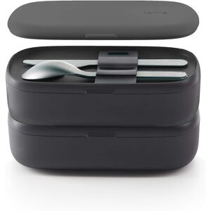 Lékué Lunch Box With Cutlery, Black, 19x10x11 Cm Lékué Lunch Box With Cutlery, Black, 19x10x11 Cm
