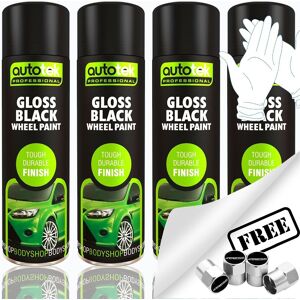 4 X Autotek Gloss Black Alloy Wheel Spray Paint Aerosol Professional Cans+g+cp 4 X Autotek Gloss Black Alloy Wheel Spray Paint Aerosol Professional Cans+g+cp