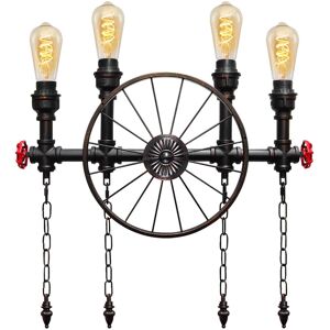 Long Life Lamp Company Vintage Industrial Steampunk Rustic Water Pipe Wheel Wall Light 4 Way Lamp M0159 Long Life Lamp Company Vintage Industrial Steampunk Rustic Water Pipe Wheel Wall Light 4 Way Lamp M0159