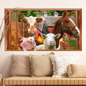 Does Not Apply Funny Farm Animals Wall Stickers 3d Fake Window Animal Wall Decals Peel And Stic Does Not Apply Funny Farm Animals Wall Stickers 3d Fake Window Animal Wall Decals Peel And Stic