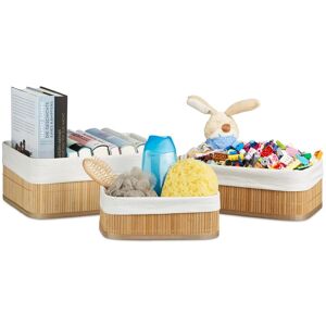 Relaxdays Bamboo Storage Baskets Set of 12 - Rectangular Multi-use Baskets Relaxdays Bamboo Storage Baskets Set of 12 - Rectangular Multi-use Baskets