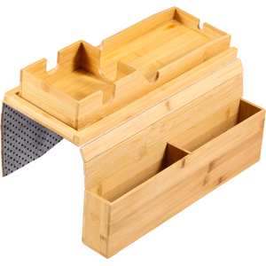 Couch Cup Holder Bamboo Sofa Armrest Anti-Slip Foldable Tray W/ Side Storage New Couch Cup Holder Bamboo Sofa Armrest Anti-Slip Foldable Tray W/ Side Storage New