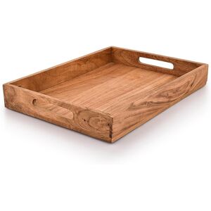 Kaizen Casa Wooden Rectangular Serving Tray, 16" X 12" X 2", Brown Acacia Wood Kaizen Casa Wooden Rectangular Serving Tray, 16" X 12" X 2", Brown Acacia Wood