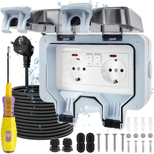 Does Not Apply Outdoor Socket Waterproof Ip66 Outdoor Socket With 5 M Extension Cable, 2 Groups Does Not Apply Outdoor Socket Waterproof Ip66 Outdoor Socket With 5 M Extension Cable, 2 Groups