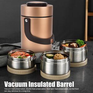 (Gold)2000ml 304 Stainless Steel Vacuum Insulation Lunch Box Portable 3 (Gold)2000ml 304 Stainless Steel Vacuum Insulation Lunch Box Portable 3