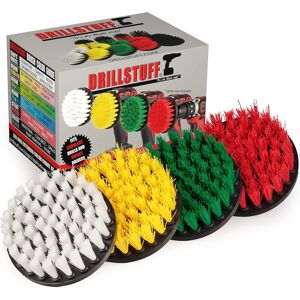 Drillstuff 4in 4 Piece Soft, Medium And Stiff Power Scrubbing Brush Drill Attachment For Cl Drillstuff 4in 4 Piece Soft, Medium And Stiff Power Scrubbing Brush Drill Attachment For Cl