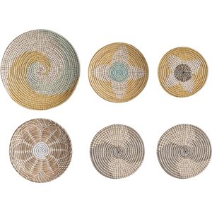 Beliani Set of 6 Wall Decor - Seagrass Multicolour Beliani Set of 6 Wall Decor - Seagrass Multicolour