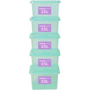 Storage Box With Lid 25l Wham Plastic Container Box,Tint Spearmint (Set Of 5) Storage Box With Lid 25l Wham Plastic Container Box,Tint Spearmint (Set Of 5)