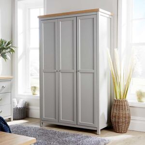 Home Source Wardrobe 3 Door Metal Handles Grey Oak Home Clothing Storage Furniture 36mm Top Home Source Wardrobe 3 Door Metal Handles Grey Oak Home Clothing Storage Furniture 36mm Top