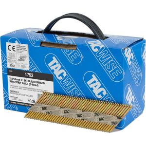 Tacwise 1752 Extra Galvanised Framing Nails 2.8/50 Mm, D Head, Ring Shank, 34° Tacwise 1752 Extra Galvanised Framing Nails 2.8/50 Mm, D Head, Ring Shank, 34°