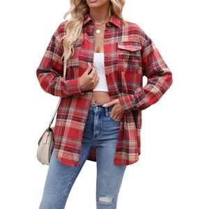 Sodial 4x(Womens Classic Button Down Plaid Flannel Shirts Long Sleeve Oversized5099 Sodial 4x(Womens Classic Button Down Plaid Flannel Shirts Long Sleeve Oversized5099