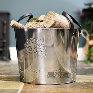 Black Country Metal Works New Small Polished Steel "Tree Of Life" Log Bucket Black Country Metal Works New Small Polished Steel "Tree Of Life" Log Bucket