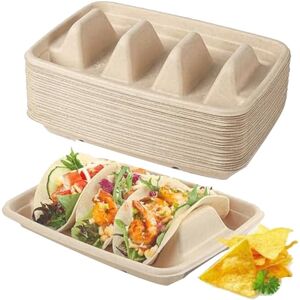 Sodial 50 Pieces Biodegradable Disposable Taco Holder, 3 Compartments Taco Plates7960 Sodial 50 Pieces Biodegradable Disposable Taco Holder, 3 Compartments Taco Plates7960