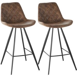 Homcom Bar Stools Set Of 2 Vintage Microfiber Cloth Tub Cozy Padded Seats Steel Brown Homcom Bar Stools Set Of 2 Vintage Microfiber Cloth Tub Cozy Padded Seats Steel Brown