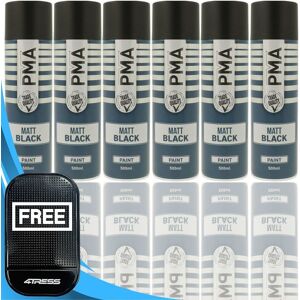 6 X Pma Matt Black Spray Paint Fast-Drying Professional Cans 500ml Pcpa1001 +m 6 X Pma Matt Black Spray Paint Fast-Drying Professional Cans 500ml Pcpa1001 +m