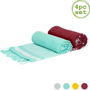 Nicola Spring 4x Deluxe Turkish Cotton Bath Towels Lightweight Throw 162 X 90cm Burgundy/aqua Nicola Spring 4x Deluxe Turkish Cotton Bath Towels Lightweight Throw 162 X 90cm Burgundy/aqua