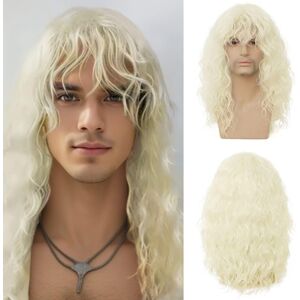 salaibs Salaibs Blonde Long Curly Wigs For Men 70s Rocker Shoulder Lenght 80s Hair Wig salaibs Salaibs Blonde Long Curly Wigs For Men 70s Rocker Shoulder Lenght 80s Hair Wig
