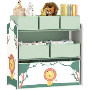 Aiyaplay 3-Tier Kids Storage Shelf With 6 Removable Fabric Boxes, Green Aiyaplay 3-Tier Kids Storage Shelf With 6 Removable Fabric Boxes, Green