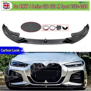 For Bmw 4 Series G22 M Sport 20-23 Front Splitter Bumper Lip Spoiler Carbon Look For Bmw 4 Series G22 M Sport 20-23 Front Splitter Bumper Lip Spoiler Carbon Look