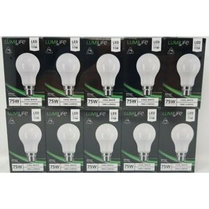 Lumilife 10 X 11w=75w Led Gls Light Bulbs Lamp Cool White Bc B22 Bayonet 4000k Dimmable Lumilife 10 X 11w=75w Led Gls Light Bulbs Lamp Cool White Bc B22 Bayonet 4000k Dimmable