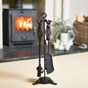 Black Country Metal Works Black "Basket" Handle Four Piece Companion Set - 65cm Black Country Metal Works Black "Basket" Handle Four Piece Companion Set - 65cm