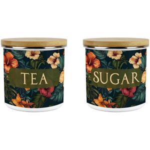 Purely Home Dark Hibiscus Tea & Sugar 600ml Canisters Set - Floral Patterned Kitchen Gifts Purely Home Dark Hibiscus Tea & Sugar 600ml Canisters Set - Floral Patterned Kitchen Gifts