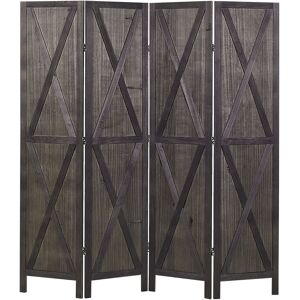Beliani Wooden Folding 4 Panel Room Divider 170 X 163 Cm Dark Brown Ridanna Beliani Wooden Folding 4 Panel Room Divider 170 X 163 Cm Dark Brown Ridanna