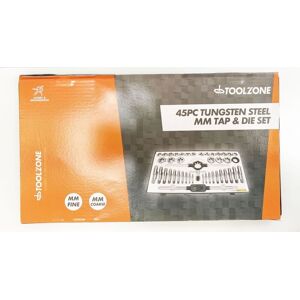 Tap And Die Set Metric 45 Piece Large Tungsten Alloy Steel - Toolzone Kdptp106 Tap And Die Set Metric 45 Piece Large Tungsten Alloy Steel - Toolzone Kdptp106