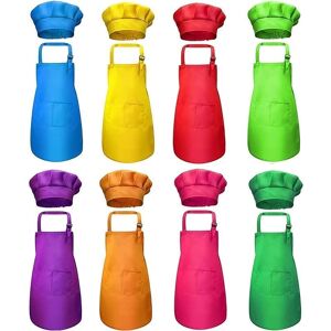 Asmiz 8 Pack Kids Aprons For Baking Set, Children Aprons And Chef Hat Bulk, Children Asmiz 8 Pack Kids Aprons For Baking Set, Children Aprons And Chef Hat Bulk, Children