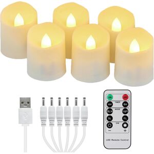 6pcs Rechargeable Led Tea Lights With Remote Control And Timer Warm White Flicke 6pcs Rechargeable Led Tea Lights With Remote Control And Timer Warm White Flicke