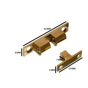 Adjustable Double Sprung Ball Catch Latch Brass 42mm + Fixings Pack 10 Adjustable Double Sprung Ball Catch Latch Brass 42mm + Fixings Pack 10