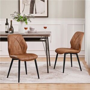 Ukmart365 Dining Chairs Set Of 2 Kitchen Chairs With Petal Accented Back, Retro Brown Ukmart365 Dining Chairs Set Of 2 Kitchen Chairs With Petal Accented Back, Retro Brown