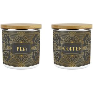 Purely Home Vintage Glamour Tea & Coffee 600ml Canisters Set - Retro Art Deco Kitchen Gift Purely Home Vintage Glamour Tea & Coffee 600ml Canisters Set - Retro Art Deco Kitchen Gift