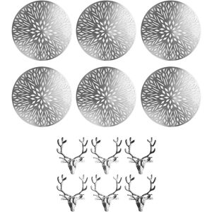 Set Of 6 Christmas Dinner Placemats & Silver Stag Napkin Rings Table Decor Set Of 6 Christmas Dinner Placemats & Silver Stag Napkin Rings Table Decor