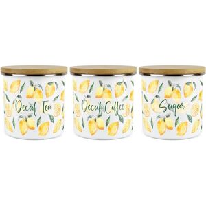 Purely Home Lemons Decaf Tea, Decaf Coffee & Sugar Storage Canisters - Enamel Kitchen Gifts Purely Home Lemons Decaf Tea, Decaf Coffee & Sugar Storage Canisters - Enamel Kitchen Gifts